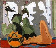Ernst Ludwig Kirchner, Stil-life with sculpture in front of a window
